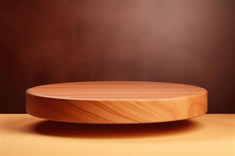 Premium AI Image | Elegant Showcase Front View of Round Wooden Pedestal for Food Products or ...