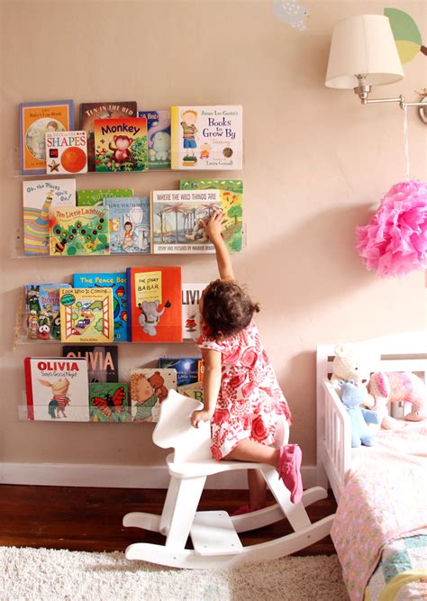 Girls' Room: Acrylic Bookshelves & a Library Wall - Pepper Design Blog