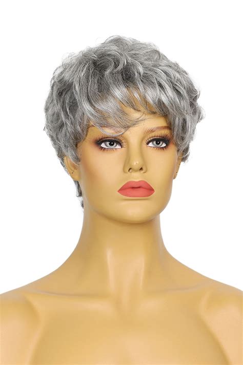 Sliver Grey Curly Non-lace Wig for Older Black Ladies and Seniors ...