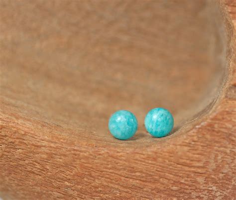 Amazonite earrings - green dot earrings - simple stud earrings ...