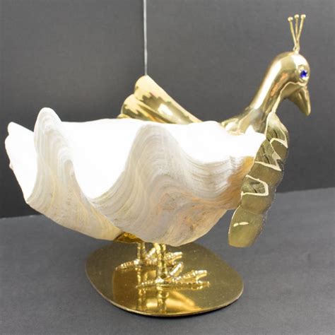 Gabriella Binazzi 1970s Giant Seashell Metal Swan Bowl Sculpture at 1stDibs