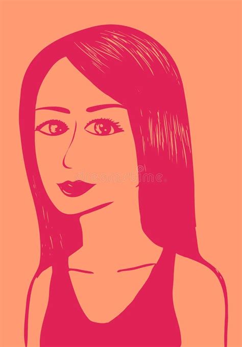 Vector Beautiful Woman Painted in Pink Strokes on Orange Background Sketch Stock Illustration ...