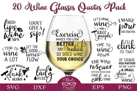 Wine Glasses Quotes SVG Pack