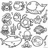Cute Sea Animals Coloring page Printable sketch template