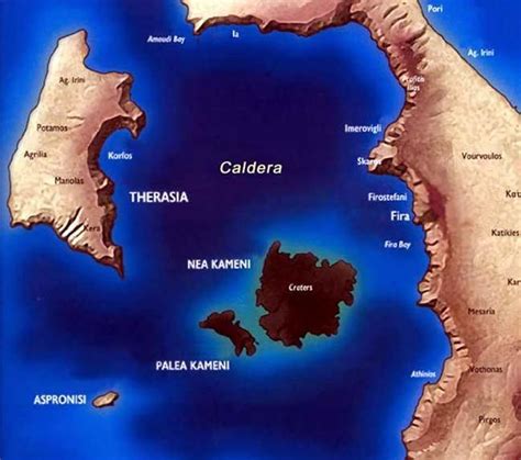 Santorini Caldera Map | Choose a Place for Relax | Santorini caldera, Santorini island ...