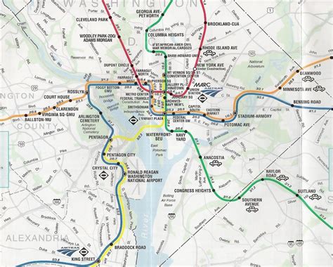 Washington dc map with metro stations - Washington dc street map with metro stations (District ...