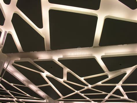 A Suspended Futuristic Ceiling with Modern Lighting Stock Photo - Image of design, contemporary ...