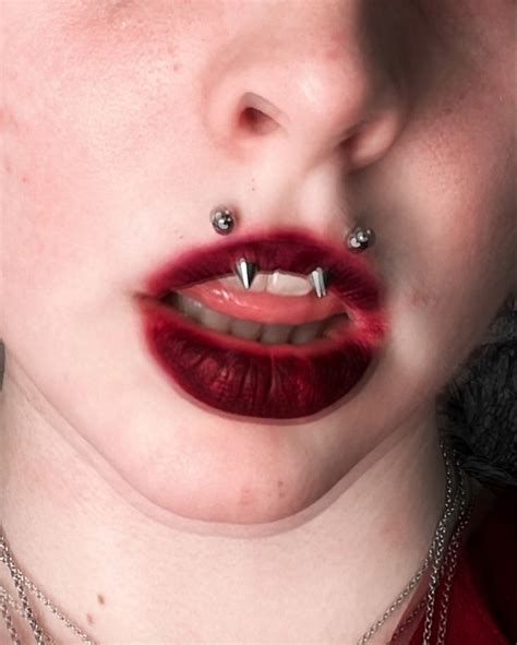 Vampire piercing | gothic in 2022 | Fake piercing, Goth makeup, Lip piercing