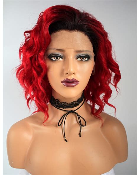 Bright red lace front curly red hair wig - Super X Studio