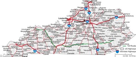 Kentucky State Road Map with Census Information