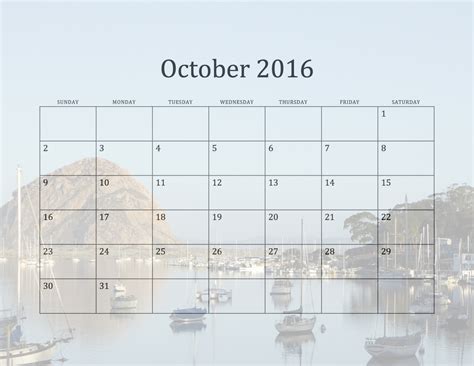2016 October Beach Calendar Free Stock Photo - Public Domain Pictures