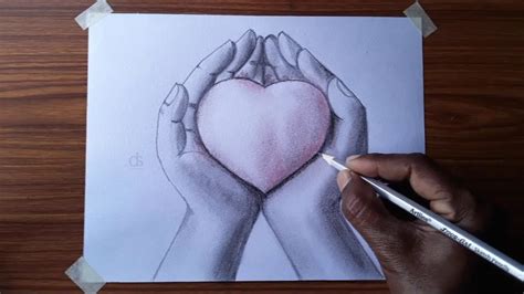 Hands Holding Heart Pencil Sketch - drawing sheet - YouTube