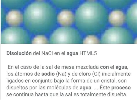 Explicar el proceso de disolución para el Cloruro de Sodio (en agua ...