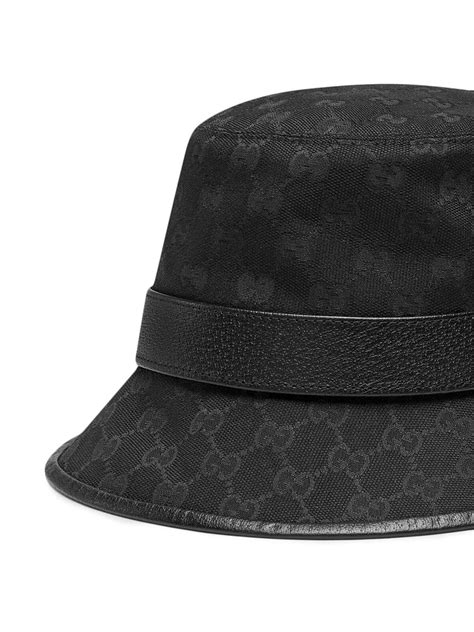 Gucci Gg-monogram Leather-trim Bucket Hat In Black | ModeSens