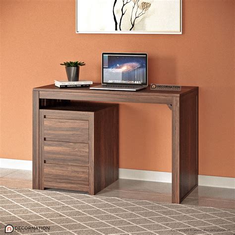 Buy Horsley Computer Table With Keyboard Tray And Drawer Storage (Honey Finish) Online In India ...
