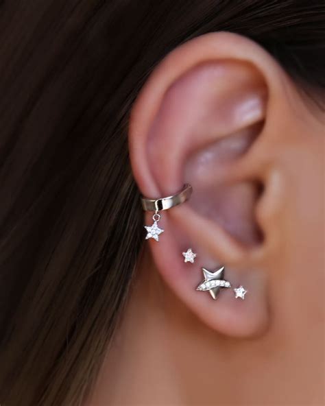 Tiny Star Earrings Silver Ear Cuff Mini Earrings Tiny - Etsy