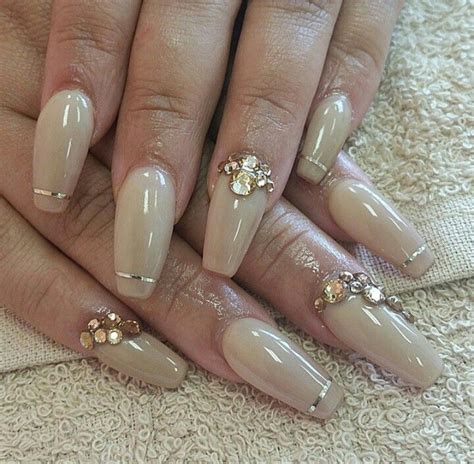 latte nail color w/ith nail art #jewels. | Nail candy, Nails, Nail colors