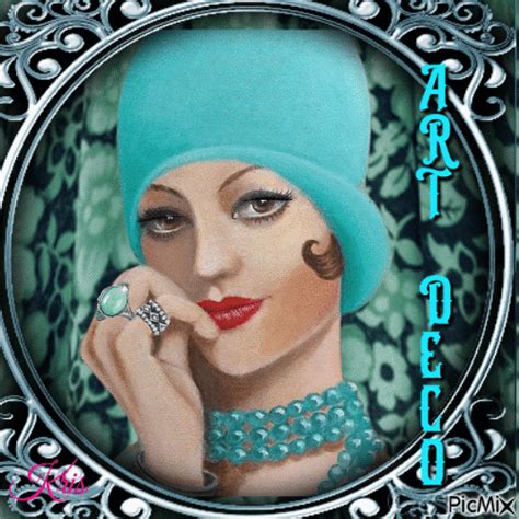 Femme Art Déco - Turquoise/Noir - Free animated GIF - PicMix