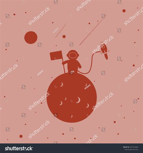 Silhouette Astronaut On Moon On Pastel Stock Vector (Royalty Free ...