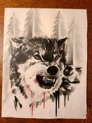 Timber Wolf Drawing Done In Texas Prison 2022 Width 7 1/2 Height 9 3/4 ...