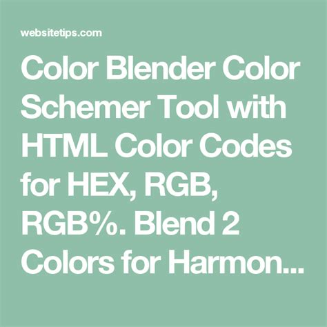 Color Blender Color Schemer Tool with HTML Color Codes for HEX, RGB ...
