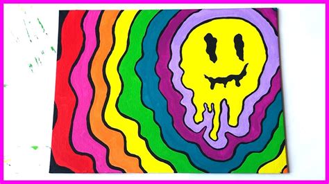 How To Paint A TRIPPY Dripping Smiley Face // two + art - YouTube