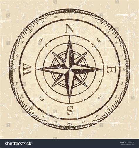 Vintage Grunge Compass Stock Vector 115643218 - Shutterstock