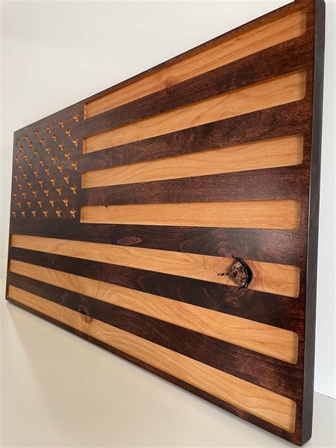 Wooden American Flag Wood Flag Wall Art Handcrafted - Etsy