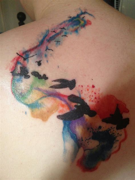 Flying Birds Tattoo Water color rainbow Flying Bird Tattoo, Birds Tattoo, Birds Flying, Bird ...