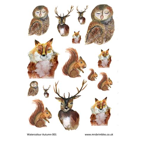 Watercolour Autumn Animals Stickers 001 - mrsbrimbles