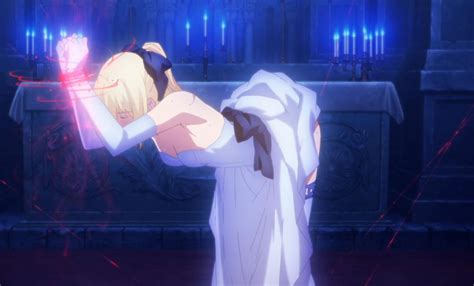 fate stay night - Why is Saber wearing a white wedding dress and why was she posed like that ...