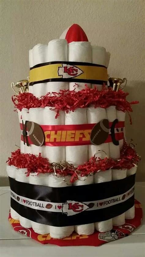 Chiefs Nation diaper cake Diaper Cakes Tutorial, Kc Chiefs, Baby Shower ...