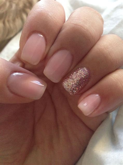 Pink with champagne glitter gel #shorties LOVE! | Glitter gel nails ...