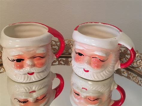 Vintage Christmas Santa Winking Mugs Set of 2 by VintageLove50 on Etsy ...