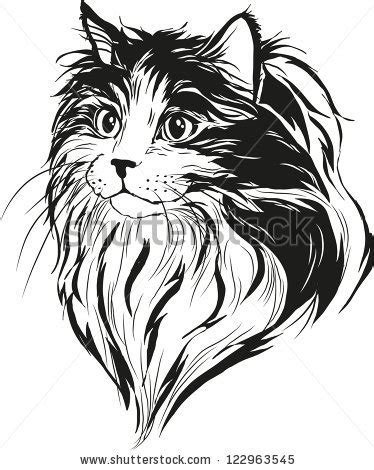 Fluffy cat | Cat drawing, Cat tattoo, Animal stencil