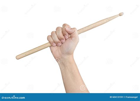 Male Hand Raising or Holding Drum Sticks Isolated on White Backg Stock ...