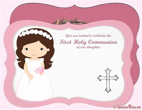 First Communion Invitation Template Elegant First Munion Invitation Cards in 2020 | First ...