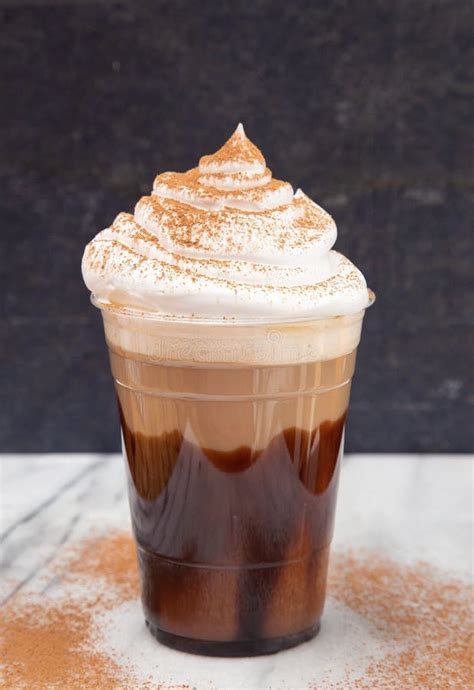 Iced Mocha in a Disposable Plastic Cup with Whipped Cream Stock Image - Image of shop, latte ...