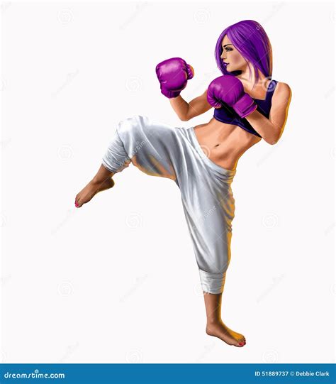 Kickboxing Woman Illustration. Stock Illustration - Illustration of attractive, boxing: 51889737