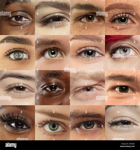 Set, collage of different types of male and female eyes. Concept of beauty, mental health ...