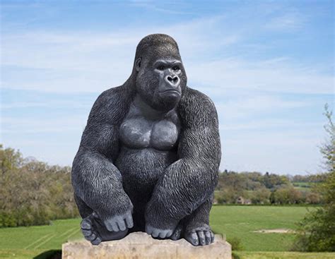 Large Life Size Sitting Bronze Outdoor Gorilla Garden Statue