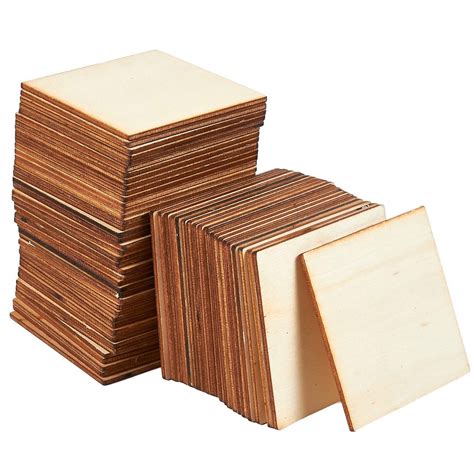 60 Pack Unfinished Wood Pieces 3x3 Inch, Blank Wooden Squares for ...