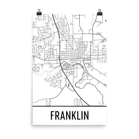 Franklin Map Franklin Art Franklin Print Franklin IN | Etsy | Map art, Map art print, Map poster