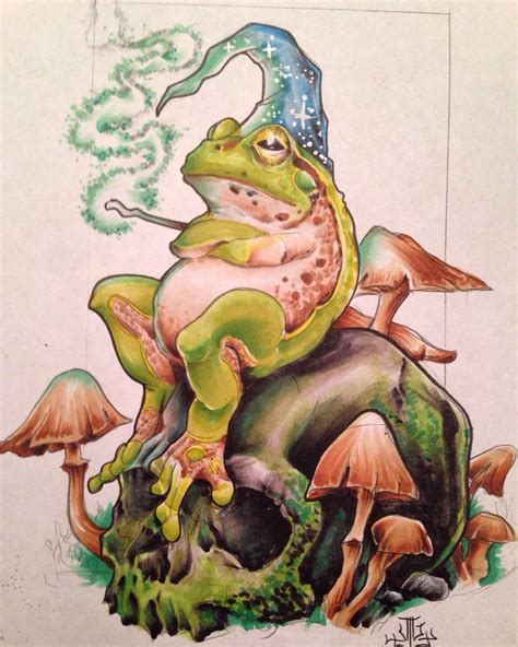 Wizard of frog, marker on paper 🐸 | Frog art, Frog illustration, Hippie art