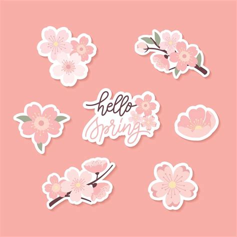 Cute Cherry Blossom Sticker Pack 6169556 Vector Art at Vecteezy