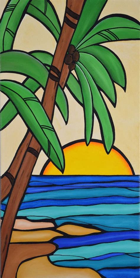 Hawaiian Sunset Painting | Sunset painting, Sunset art, Surfboard art