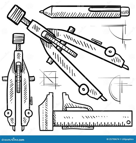 Dessin Et Croquis Architectural D'outils Illustration de Vecteur ...