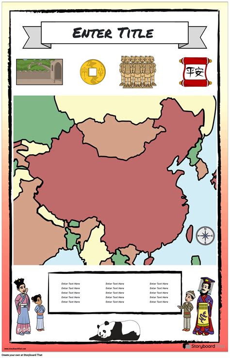 Map Poster 28 Color Portrait Ancient China Storyboard