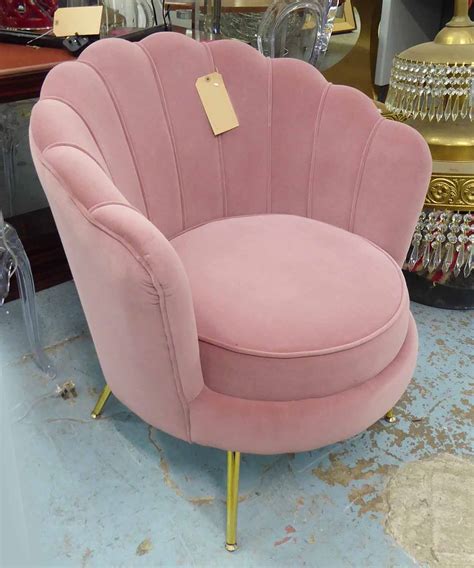 FRENCH ART DECO STYLE SIDE CHAIRS, a pair, pink velvet, shell design ...