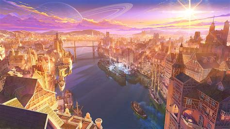 Anime, City, Sunset, HD wallpaper | Peakpx